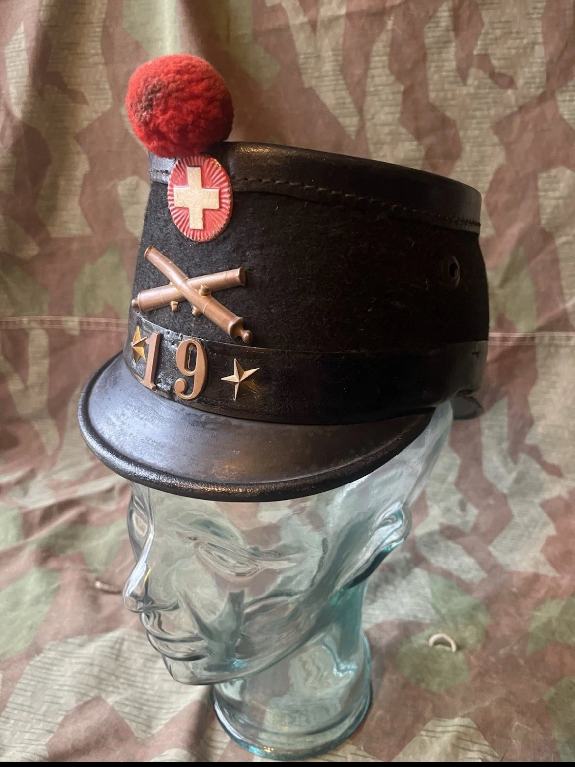 WW1 Swiss army artillery shako tschako schako cap hat ord.1898 uniform soldier