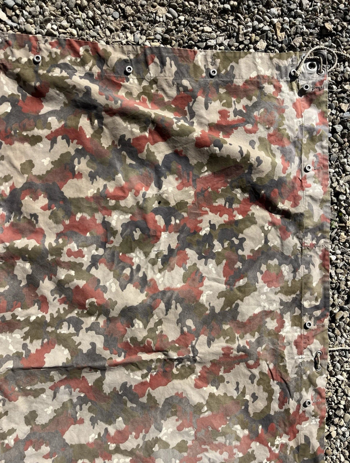 Cold War Swiss army tent half canvas field cover camo alpenflage taz 57 with poles