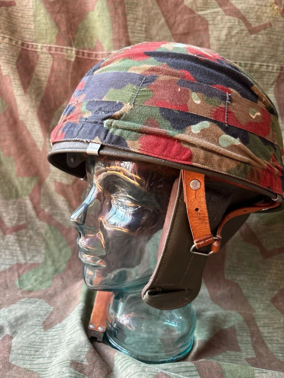 Cold War Swiss army motorist motorcycle troops motorized helmet shell camo cover taz 57 alpenflage uniform soldier