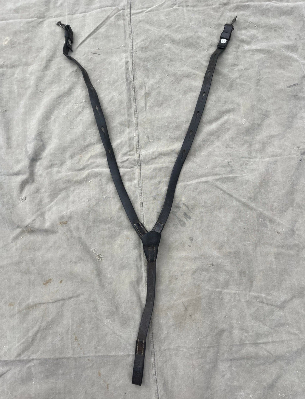 WW2/cold war Swiss army suspenders webbing y straps belt leather ammo uniform soldier