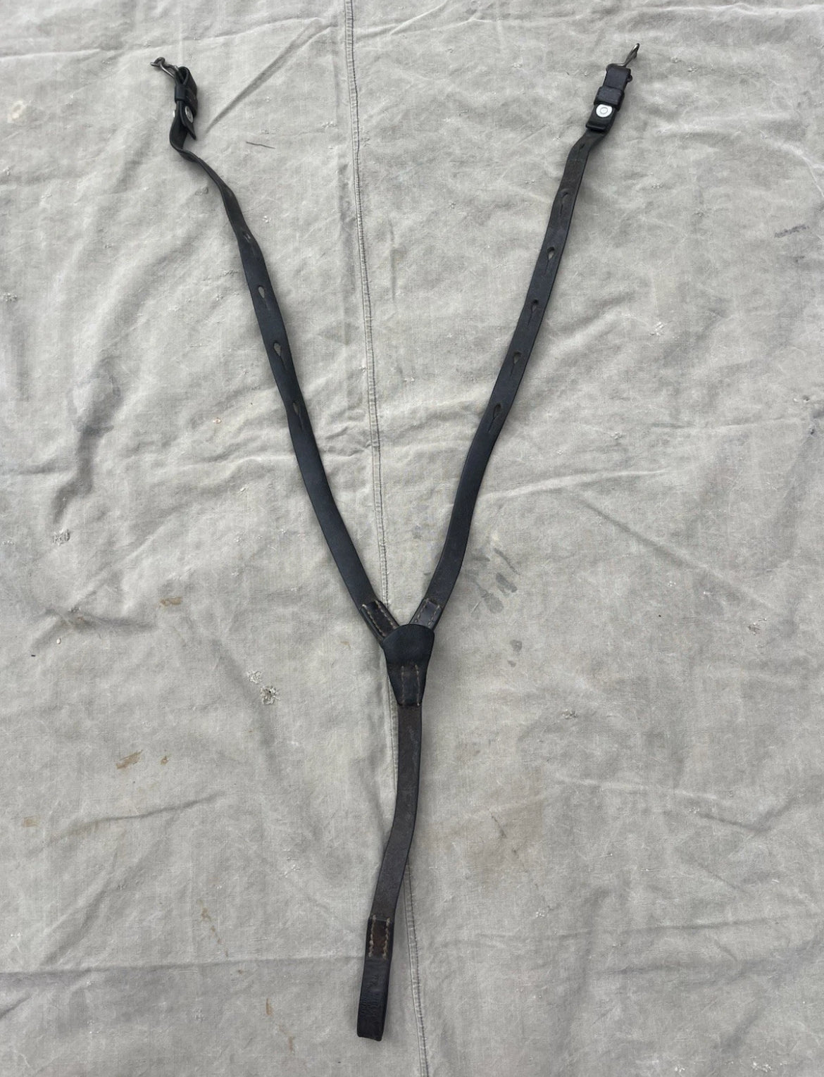 WW2/cold war Swiss army suspenders webbing y straps belt leather ammo uniform soldier