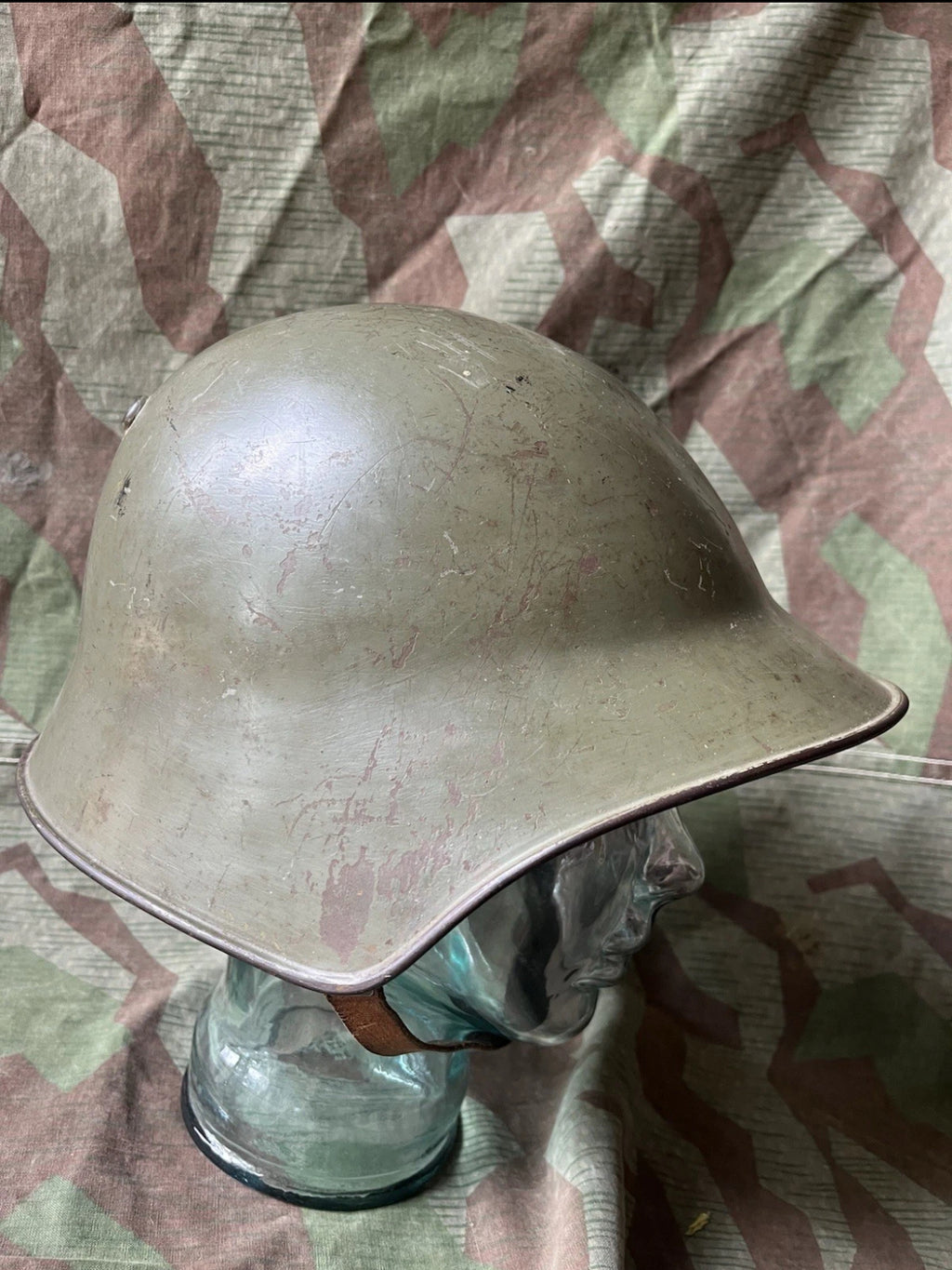 Interwar/ WW2 Swiss army original m18/30 green helmet shell uniform soldier early war