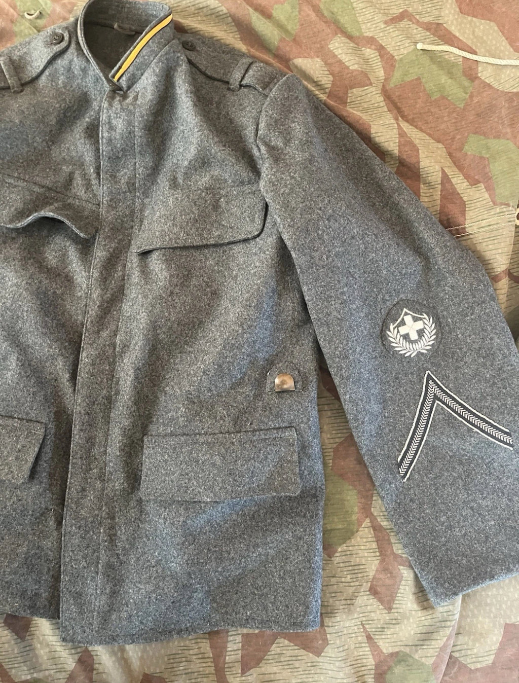 Really rare interwar/ WW2 Swiss army field jacket uniform maneuvers sergeant NCO ord.26 early war