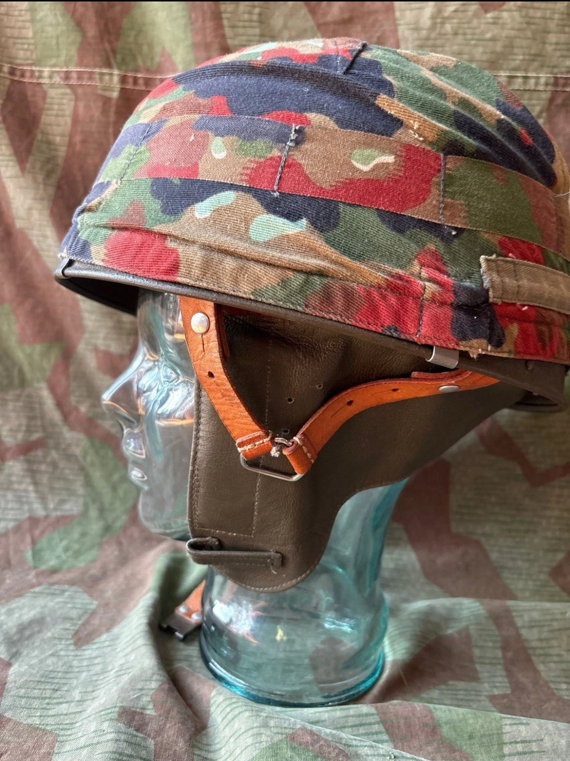Cold War Swiss army motorist motorcycle troops motorized helmet shell camo cover taz 57 alpenflage uniform soldier