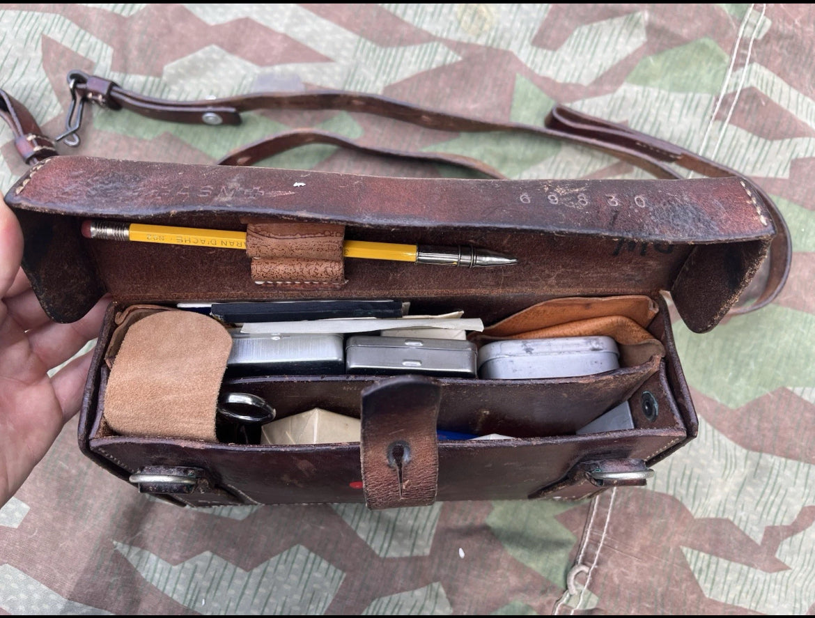 Cold War swiss army medical bag medics troops leather satchel uniform