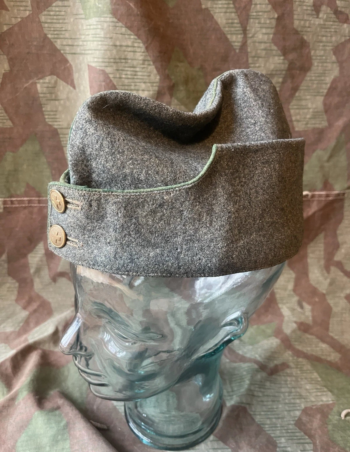 WW1/interwar/WW2 Swiss army side cap hat infantry green piping ord.1914 uniform soldier