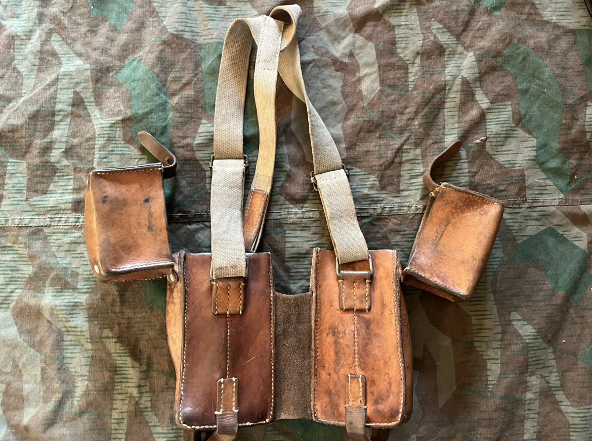 WW2 Swiss army Suomi smg ammo pouches suspenders webbing uniform soldier