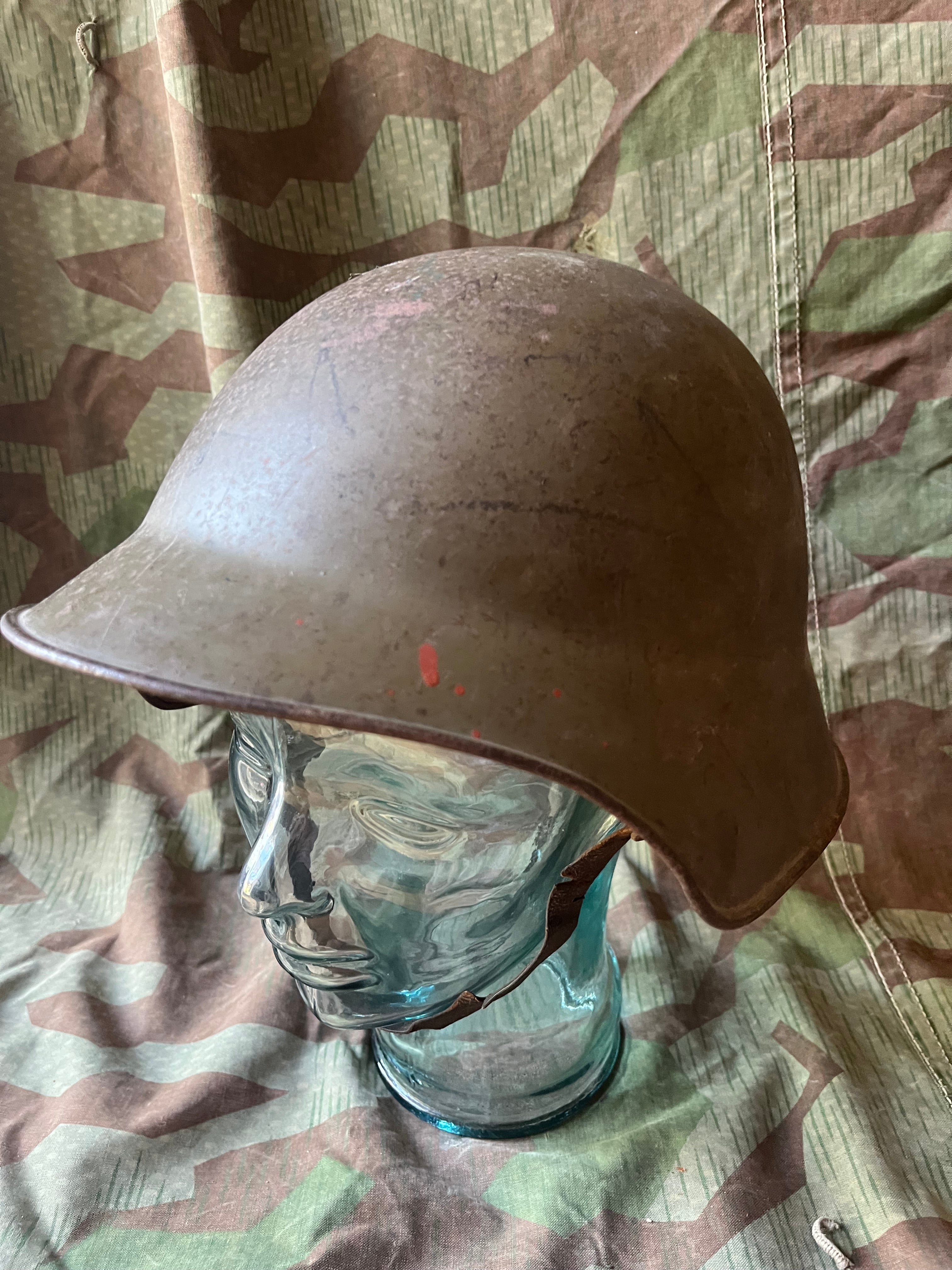 Interwar/ WW2 Swiss army original m18/30 green helmet shell uniform soldier early war