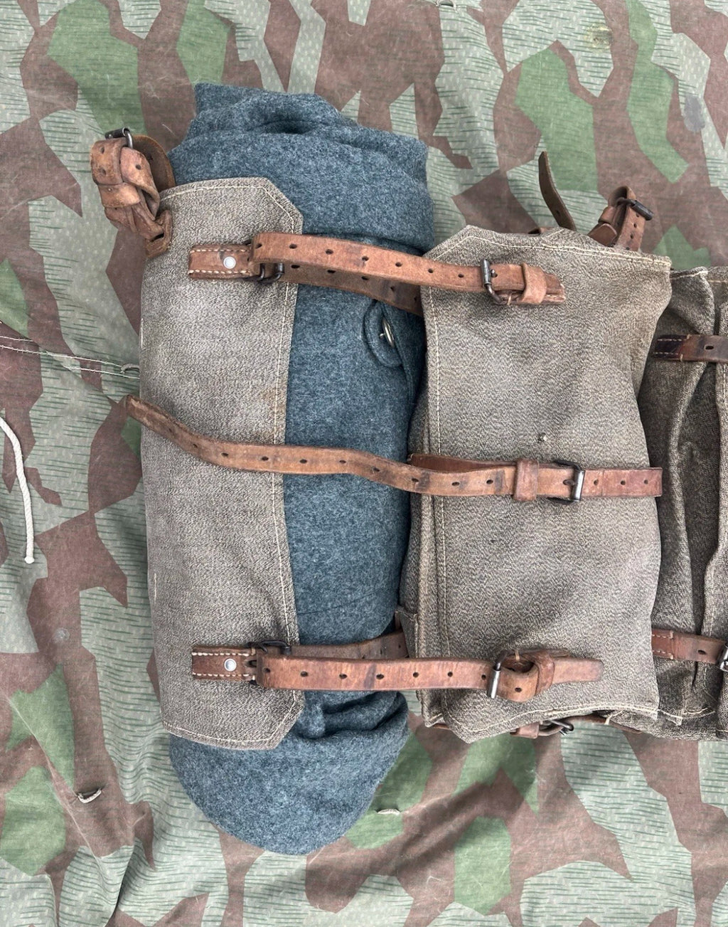 WW1/interwar/WW2 Swiss army backpack haversack rucksack ord.14/17 canvas salt and pepper equipment soldier