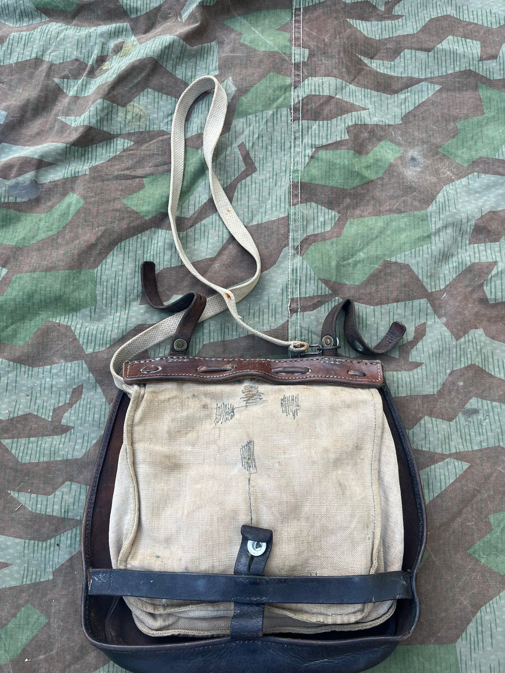 19th century/WW1 Swiss army Breadbag pack leather infantry gear uniform soldier