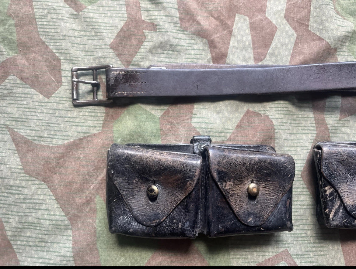 WW1 Swiss army belt webbing web set ammo pouches leather uniform soldier