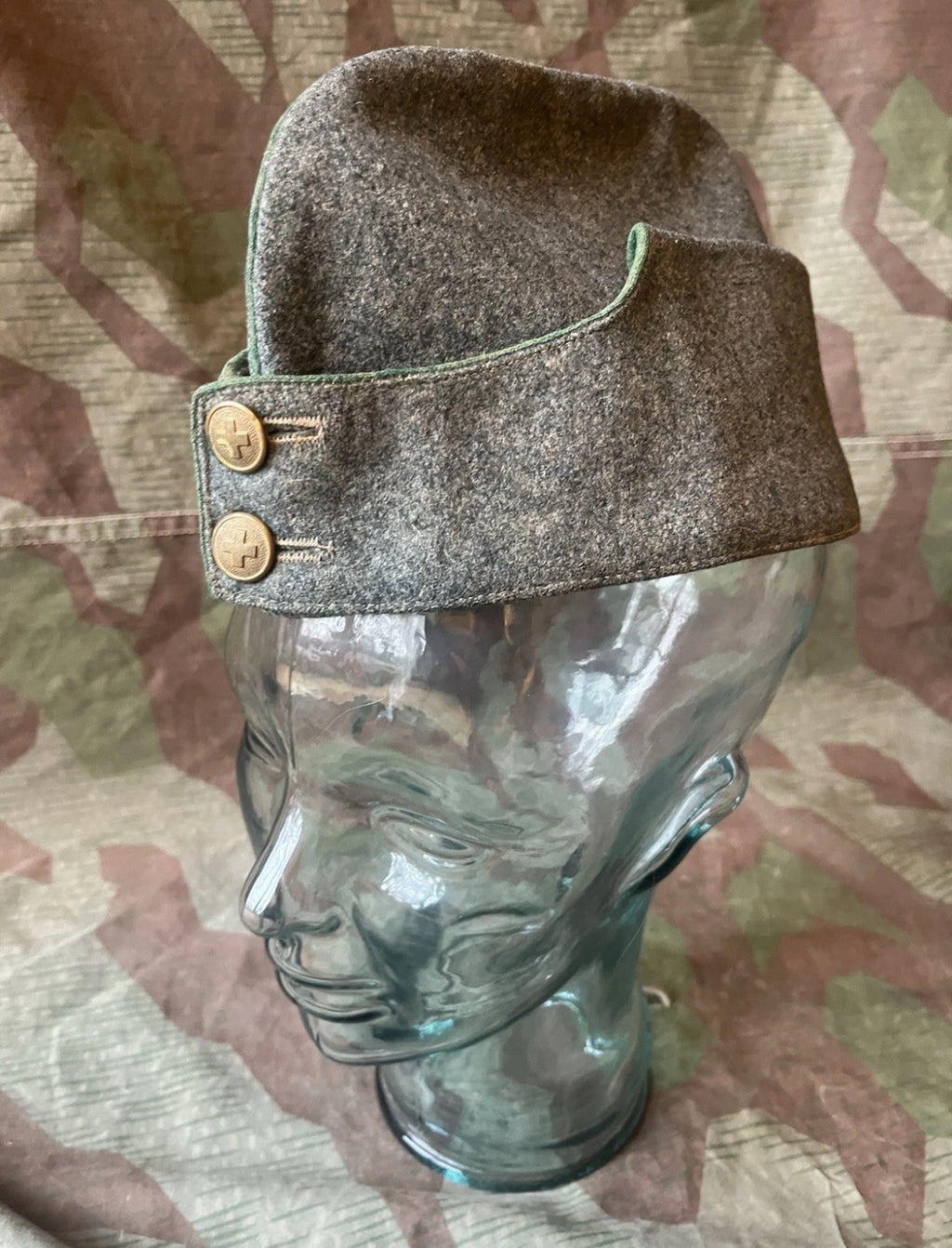 WW1/interwar/WW2 Swiss army side cap hat infantry green piping ord.1914 uniform soldier