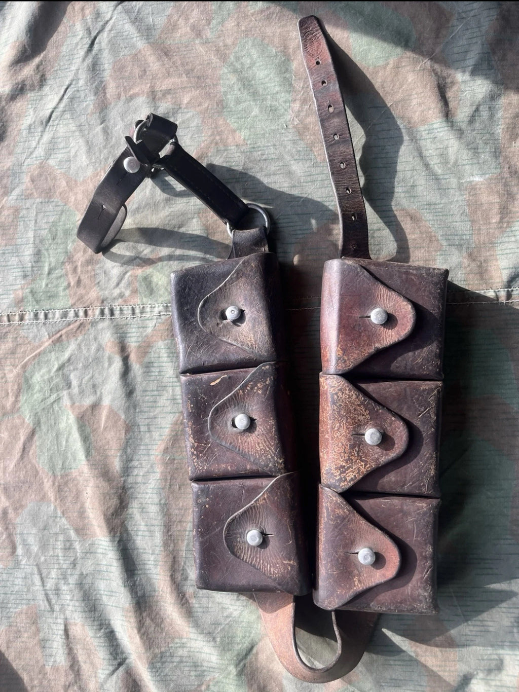 WW2 Swiss army cavalry rider cyclist bandoleer bandolier ammo pouches belt leather uniform soldier