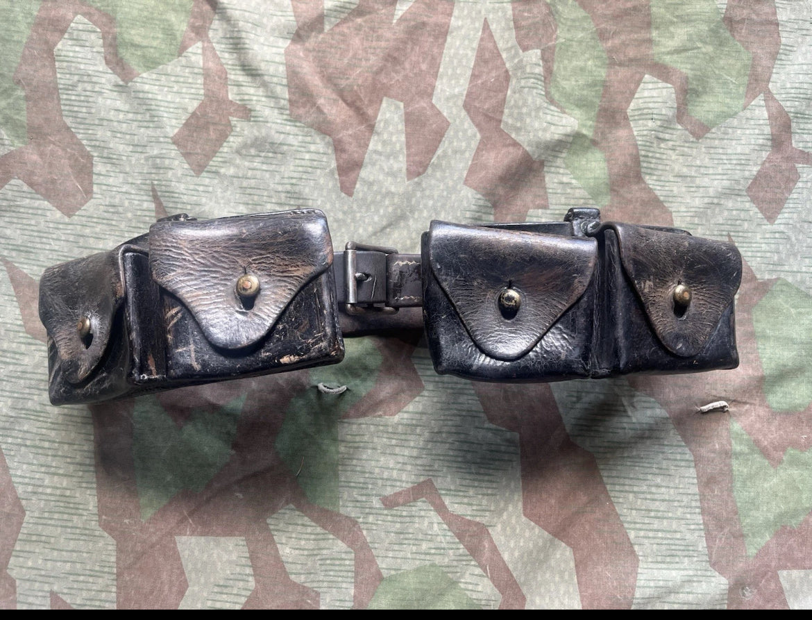 WW1 Swiss army belt webbing web set ammo pouches leather uniform soldier