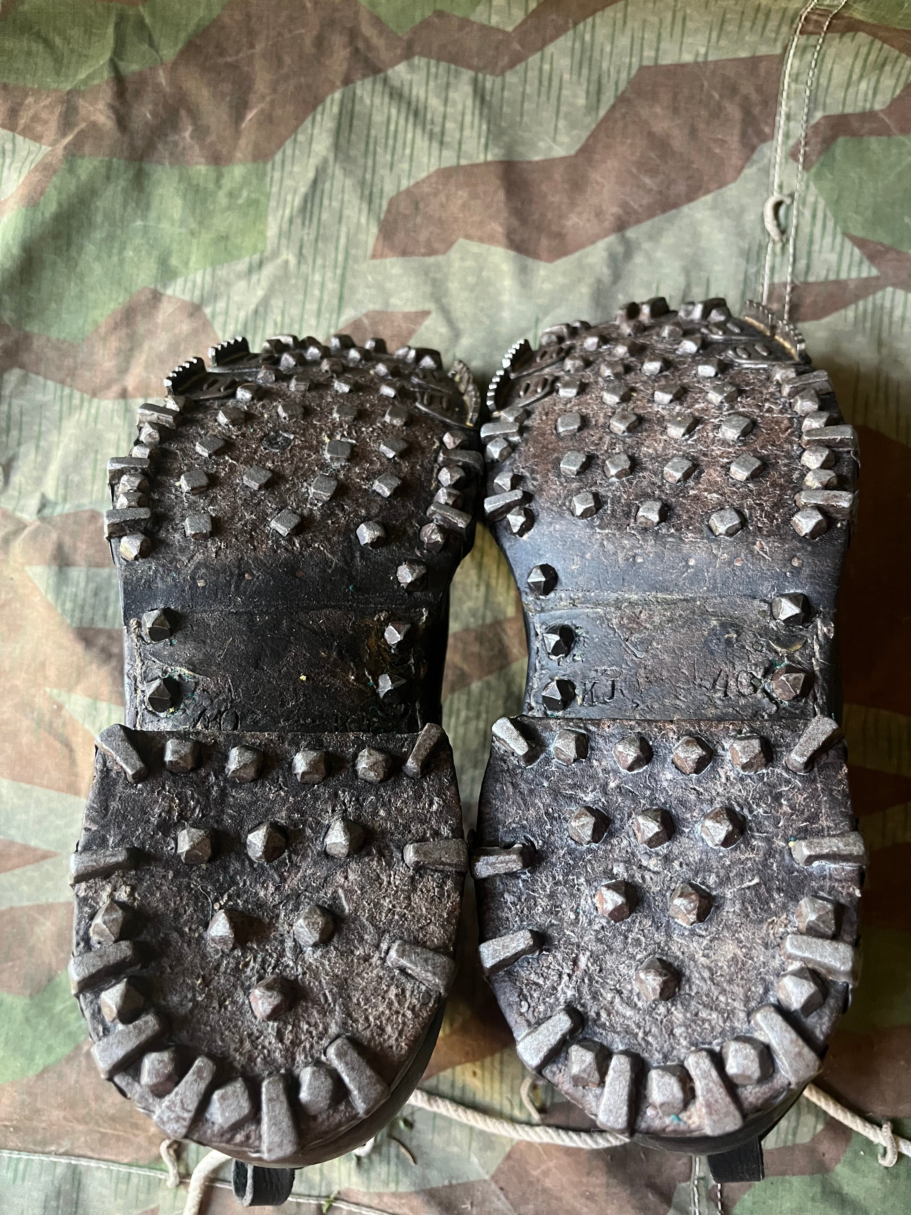 WW1/interwar/WW2 swiss army mountain troops tricouni leather shoes nails boots eu size 40/41