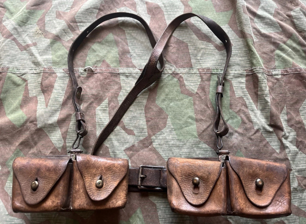 WW1 Swiss army webbing set y straps suspenders belt ammo pouches web gear leather uniform soldier