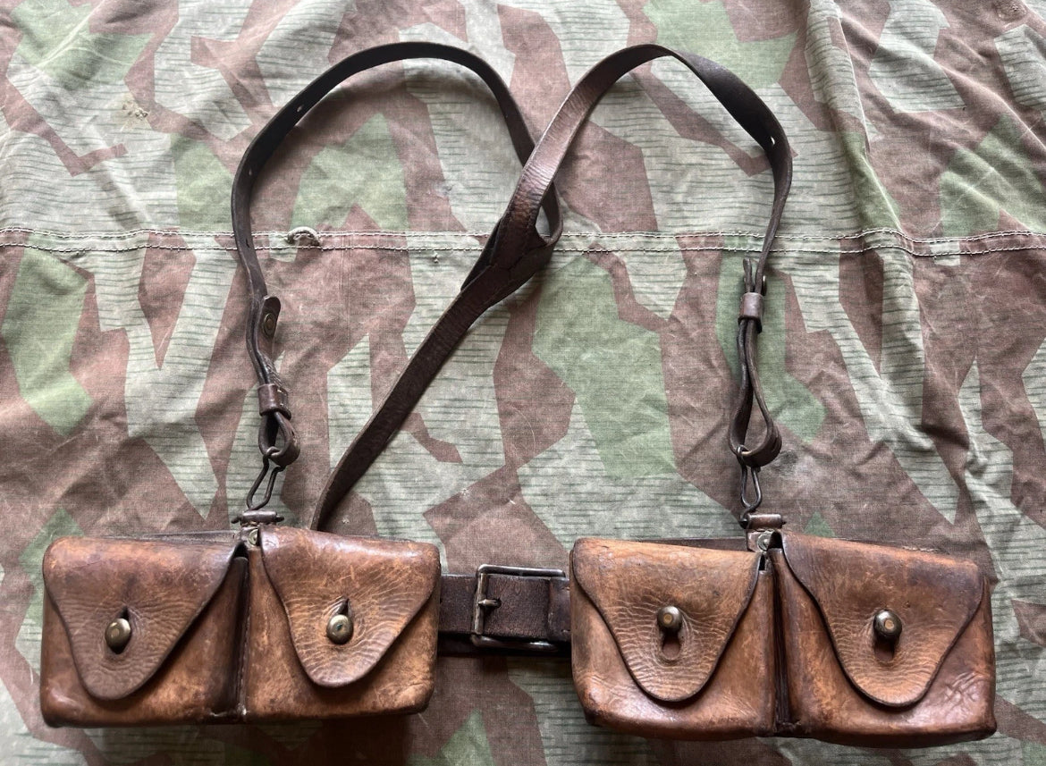 WW1 Swiss army webbing set y straps suspenders belt ammo pouches web gear leather uniform soldier