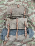 WW1/interwar/WW2 Swiss army backpack haversack rucksack ord.14/17 canvas salt and pepper equipment soldier