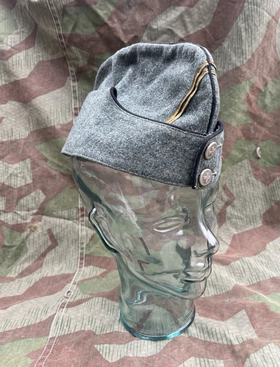 Interwar/WW2 Swiss army officer first lieutenant side cap hat uniform ord.26