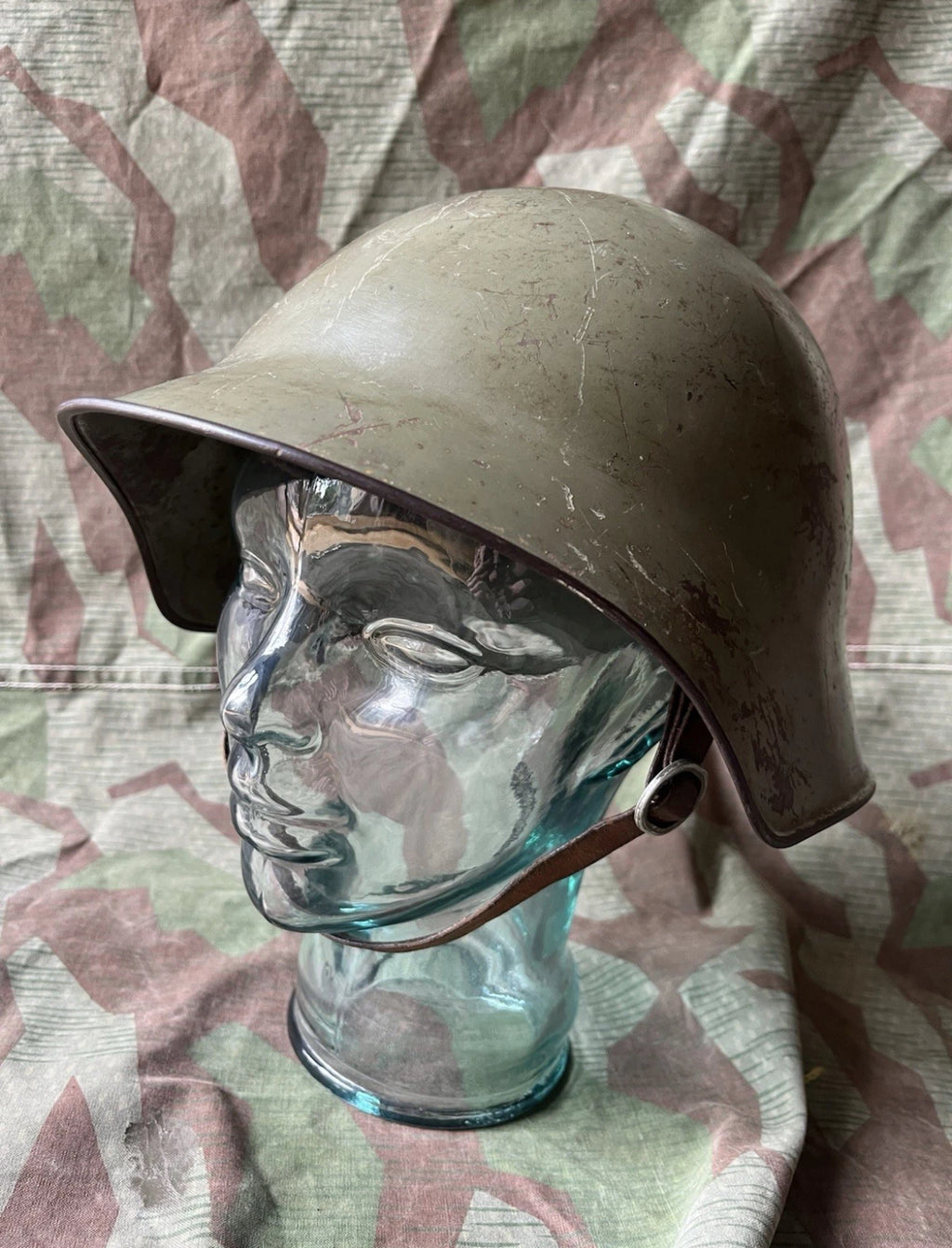 Interwar/ WW2 Swiss army original m18/30 green helmet shell uniform soldier early war
