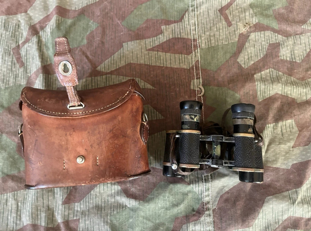 WW2 Swiss army binoculars field glasses with case gear uniform soldier