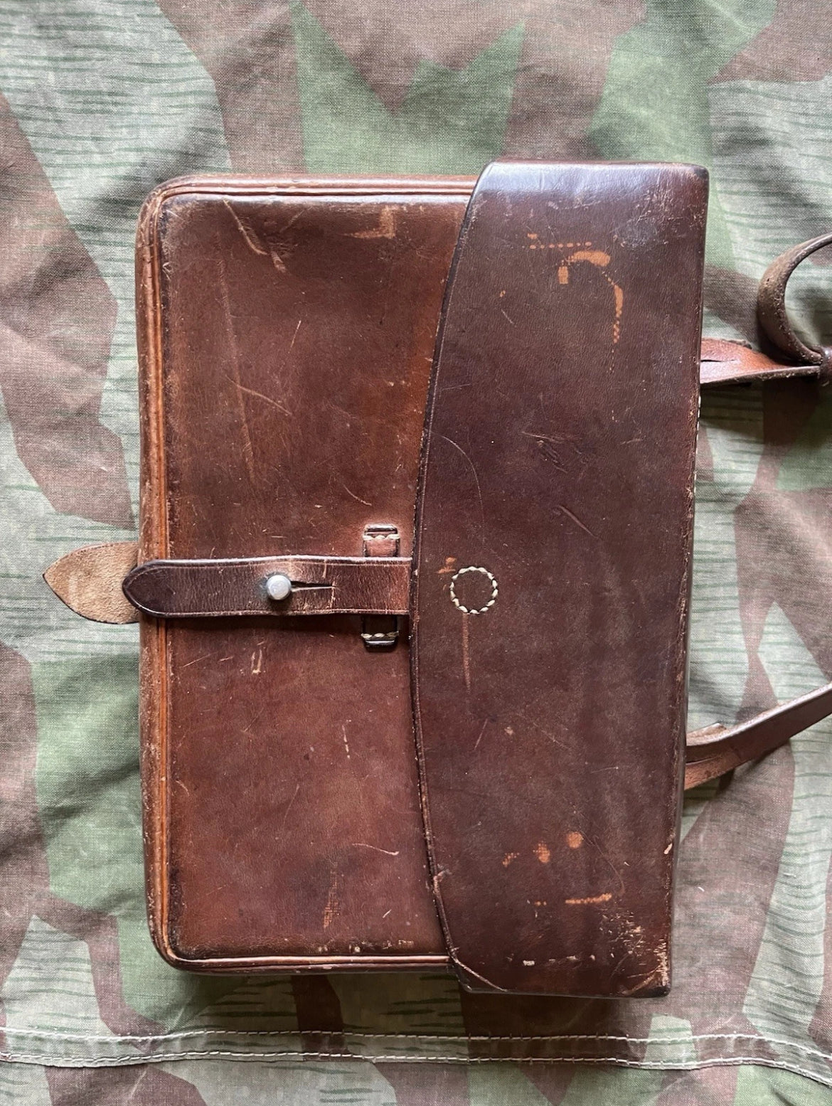 Cold War Swiss army leather bag satchel officer NCO uniform
