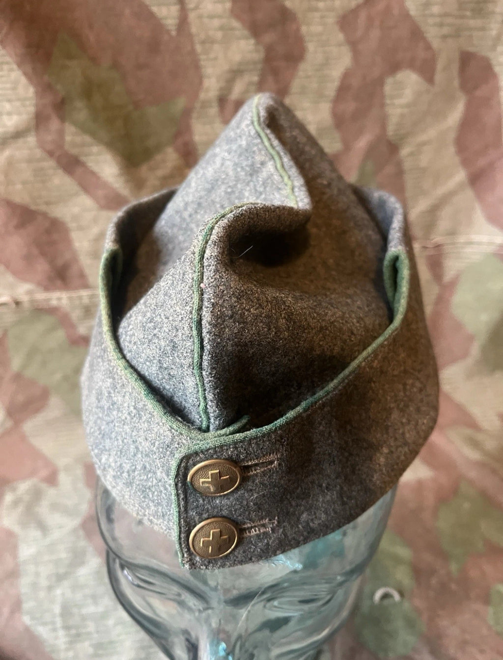 WW1/interwar/WW2 Swiss army side cap hat infantry green piping ord.1914 uniform soldier