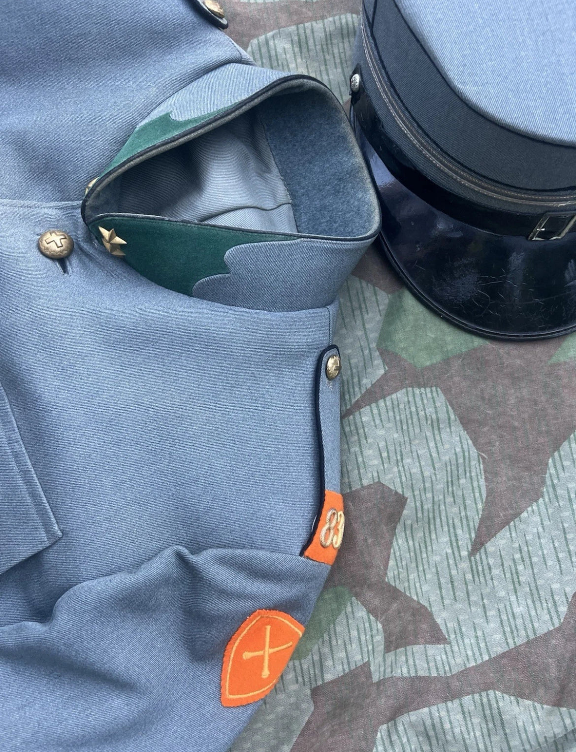 Interwar/WW2 Swiss army complete uniform officer first lieutenant machine gunner infantry pants jacket and hat ord.26 early war