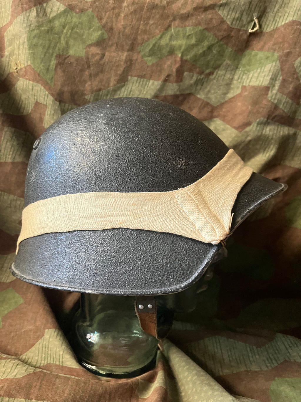 Interwar/WW2 Swiss army original m18 helmet with maneuvers band  uniform soldier