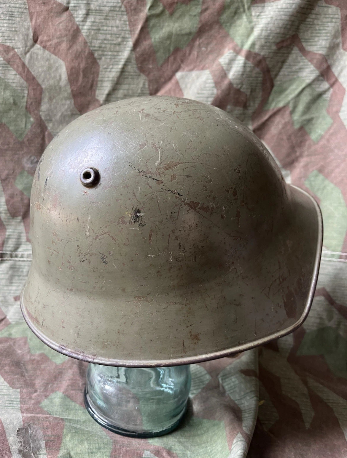 Interwar/ WW2 Swiss army original m18/30 green helmet shell uniform soldier early war