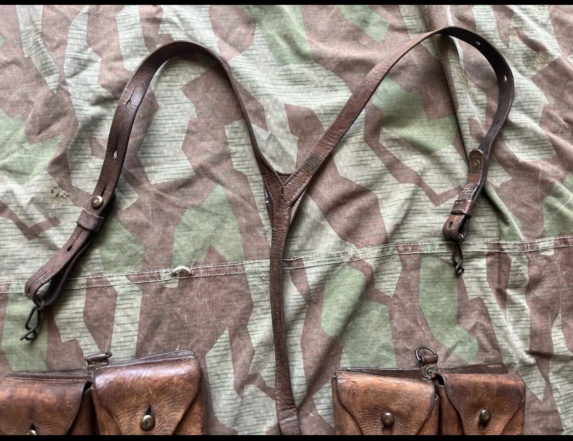 WW1 Swiss army webbing set y straps suspenders belt ammo pouches web gear leather uniform soldier