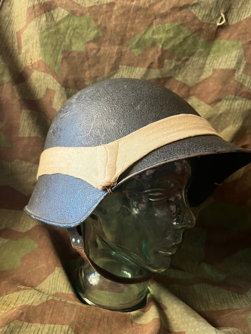 Interwar/WW2 Swiss army original m18 helmet with maneuvers band  uniform soldier