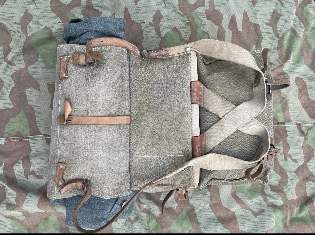 WW1/interwar/WW2 Swiss army backpack haversack rucksack ord.14/17 canvas salt and pepper equipment soldier