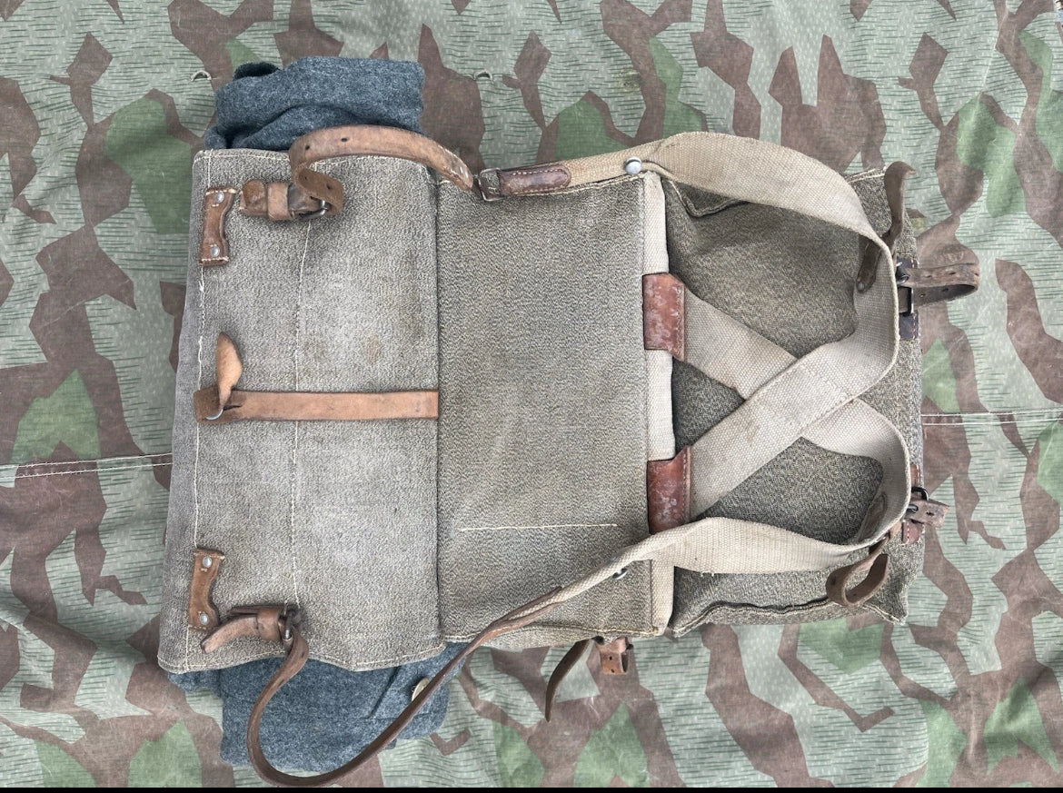 WW1/interwar/WW2 Swiss army backpack haversack rucksack ord.14/17 canvas salt and pepper equipment soldier