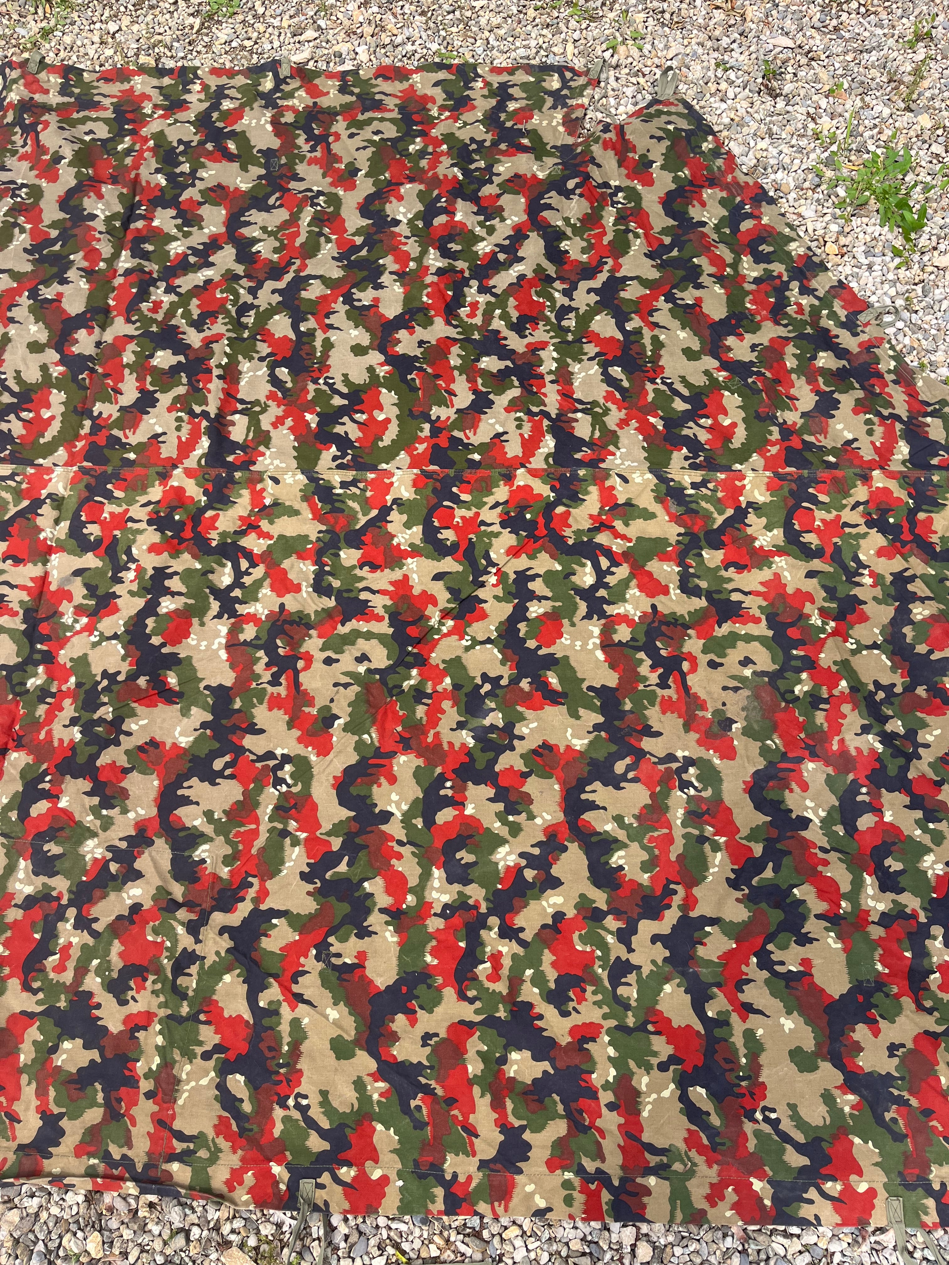 Early model Cold War Swiss army alpenflage camo tent canvas zeltbahn