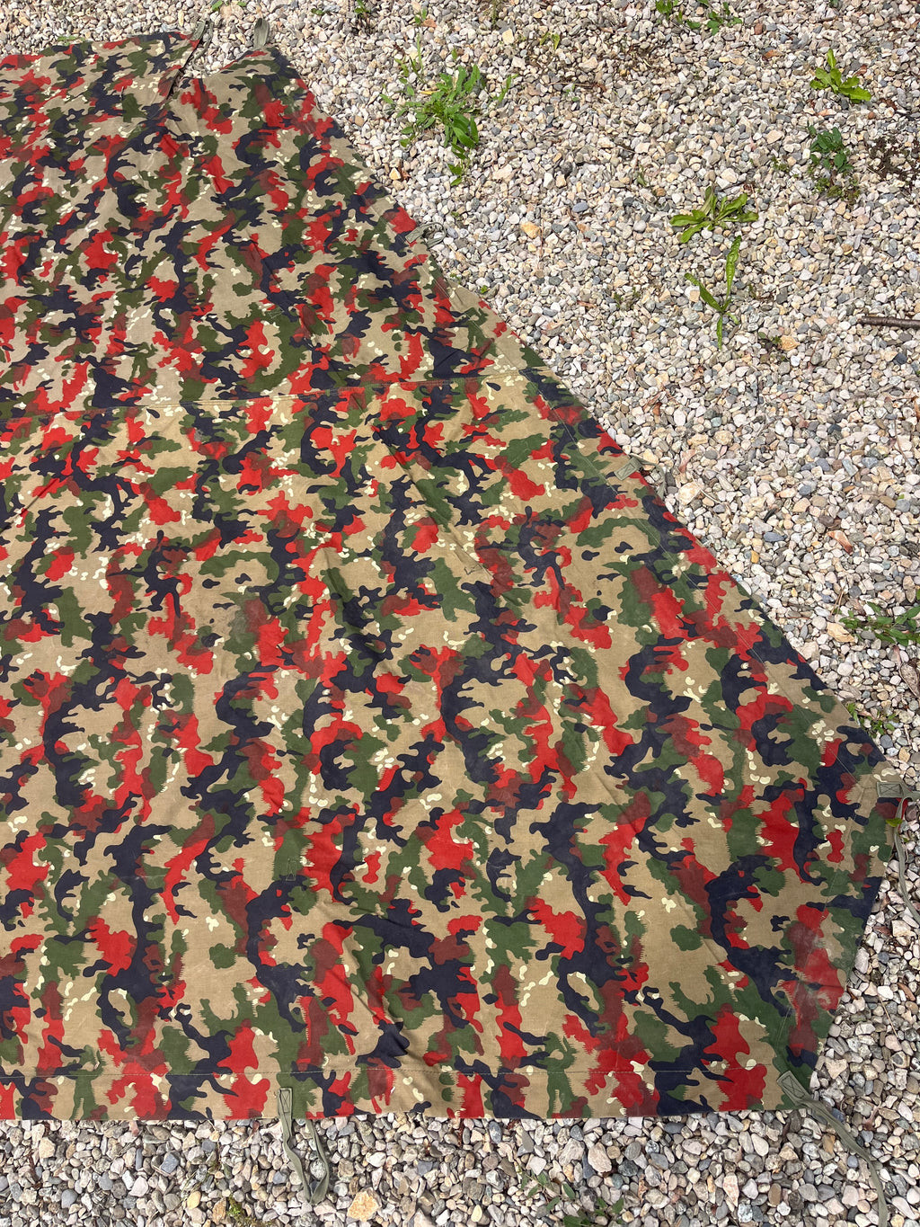 Early model Cold War Swiss army alpenflage camo tent canvas zeltbahn