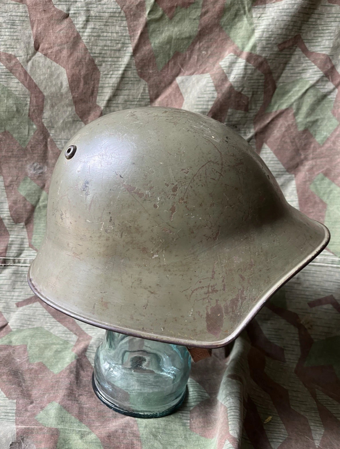 Interwar/ WW2 Swiss army original m18/30 green helmet shell uniform soldier early war