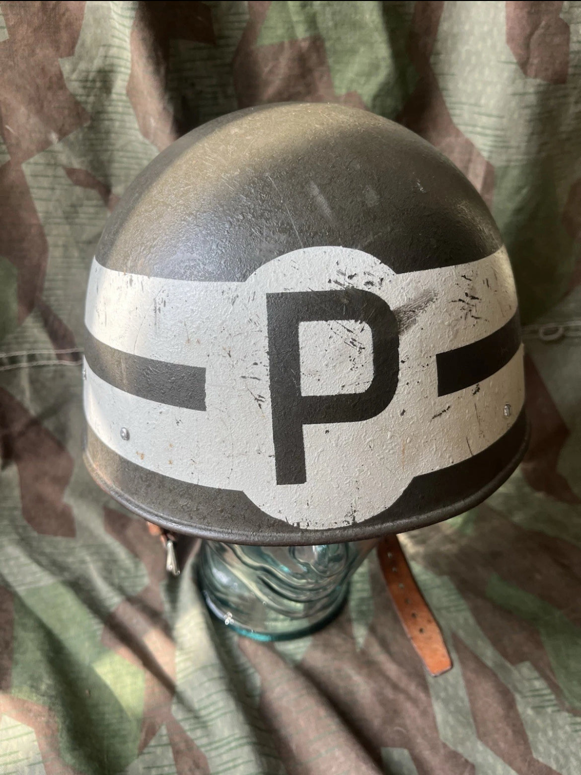 Cold War Swiss army military police MP helmet shell troops uniform soldier