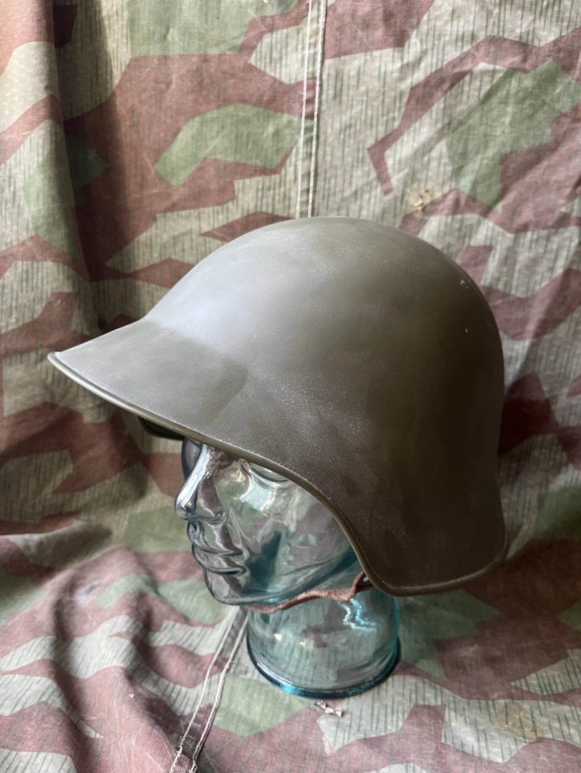 Interwar/WW2 Swiss army green repainted m18/30 helmet shell uniform soldier