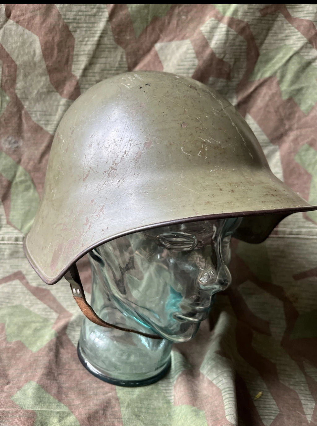 Interwar/ WW2 Swiss army original m18/30 green helmet shell uniform soldier early war