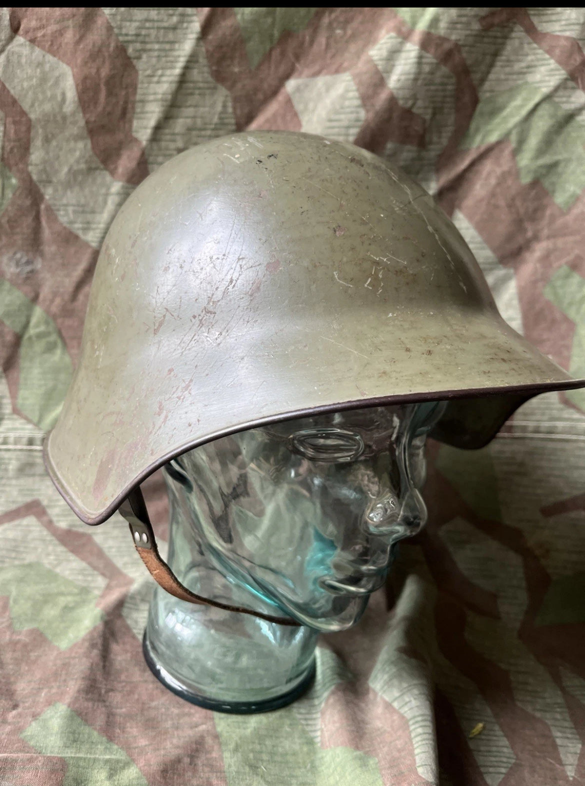 Interwar/ WW2 Swiss army original m18/30 green helmet shell uniform soldier early war