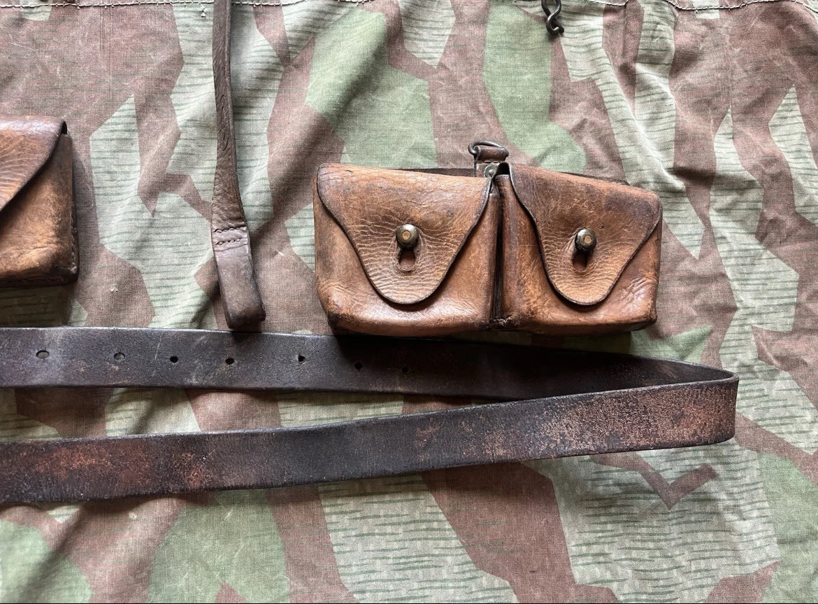 WW1 Swiss army webbing set y straps suspenders belt ammo pouches web gear leather uniform soldier