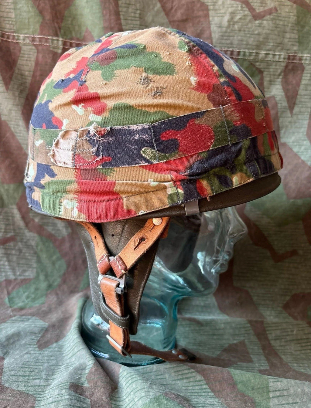 Cold War Swiss army motorist motorcycle troops motorized helmet shell camo cover taz 57 alpenflage uniform soldier
