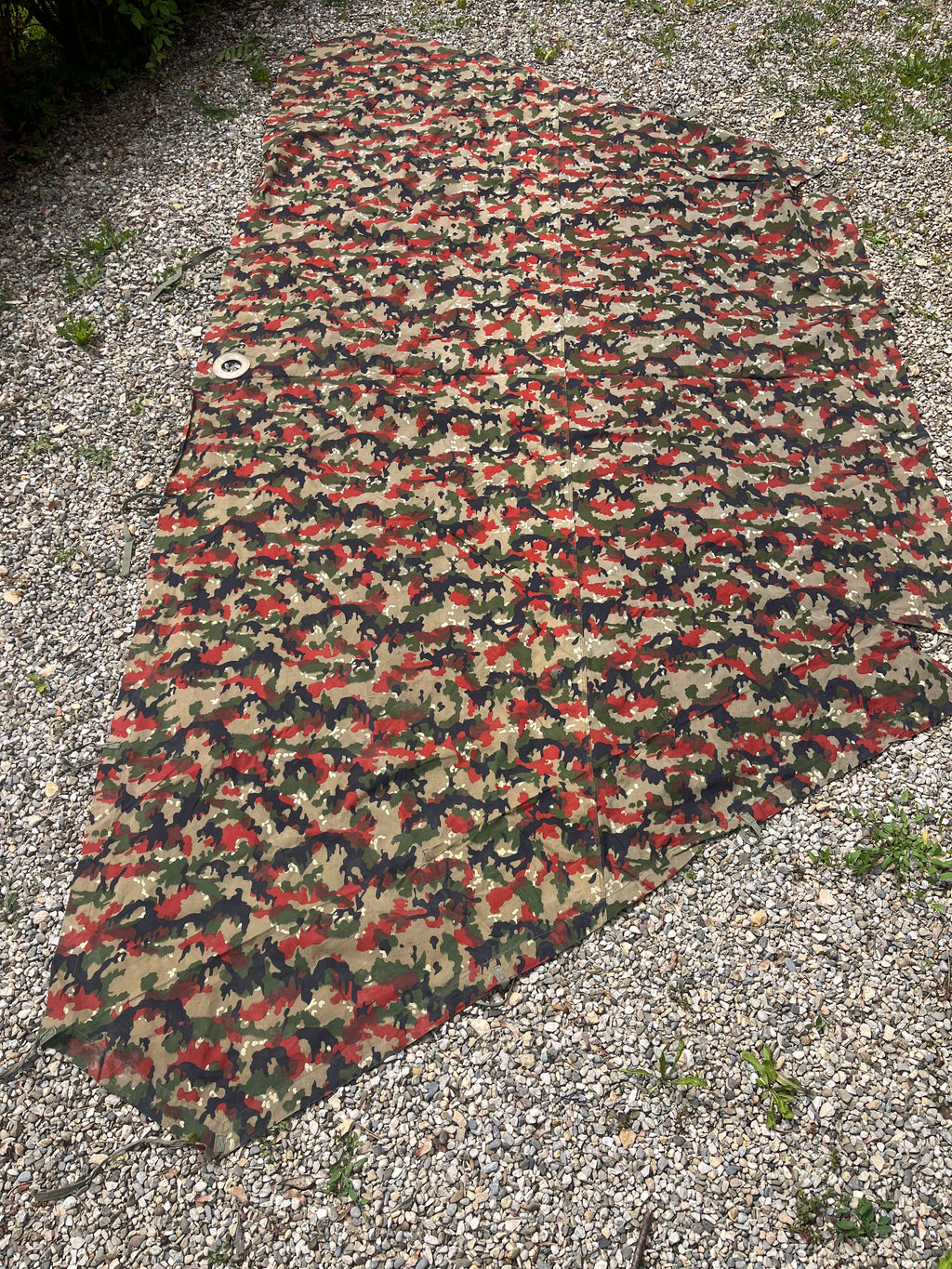 Early model Cold War Swiss army alpenflage camo tent canvas zeltbahn