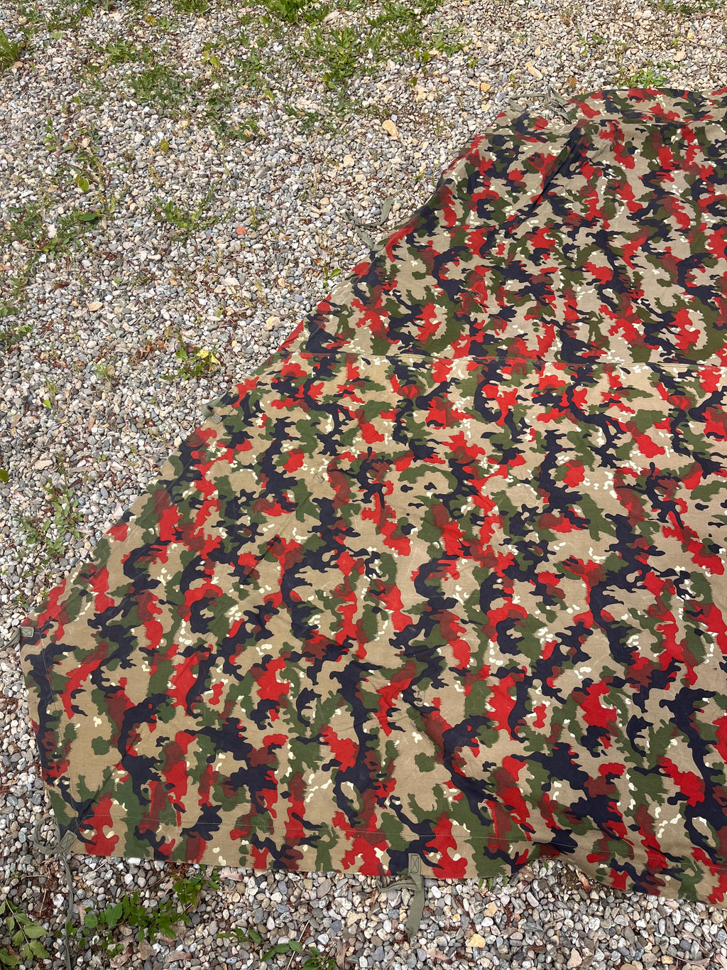 Early model Cold War Swiss army alpenflage camo tent canvas zeltbahn