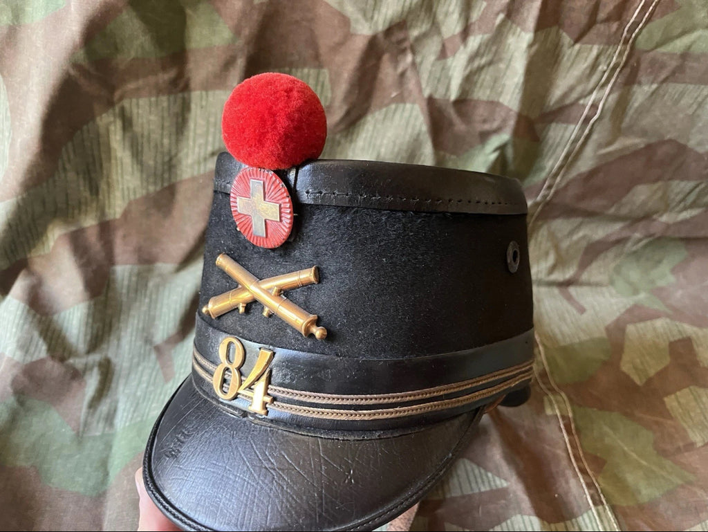 WW1 Swiss army artillery shako tschako schako officer first lieutenant ord.1808 uniform