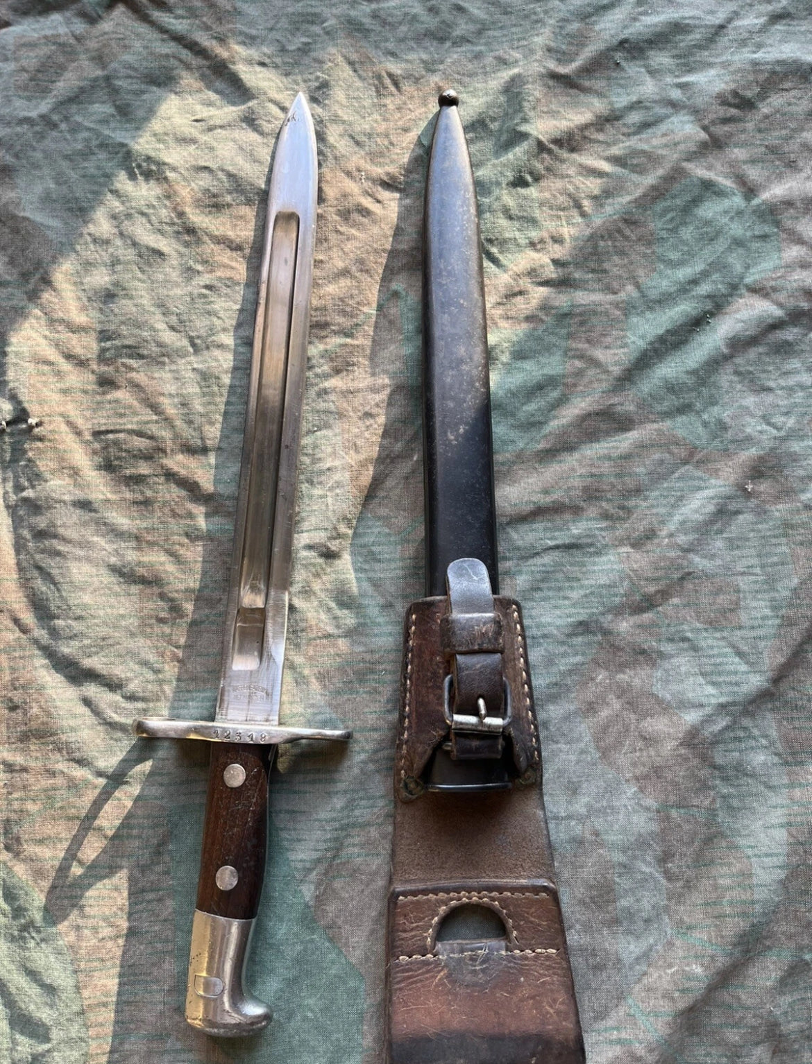 WW1/Interwar Swiss army bayonet blade knife with case infantry model 1899 uniform soldier