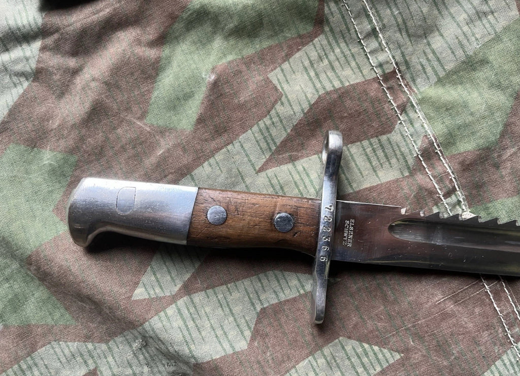 WW1/interwar/WW2 Swiss army long saw bayonet with case blade artillery sappers model 1914 uniform soldier