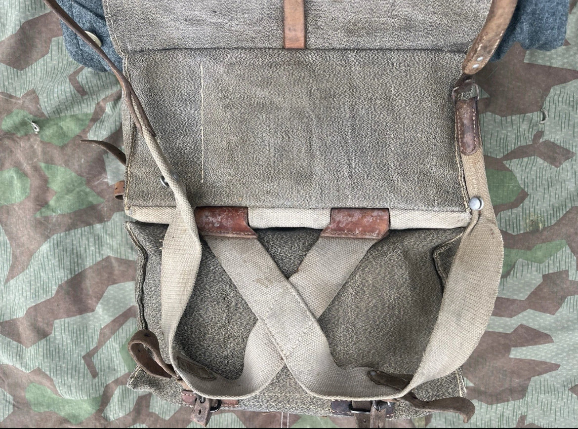 WW1/interwar/WW2 Swiss army backpack haversack rucksack ord.14/17 canvas salt and pepper equipment soldier