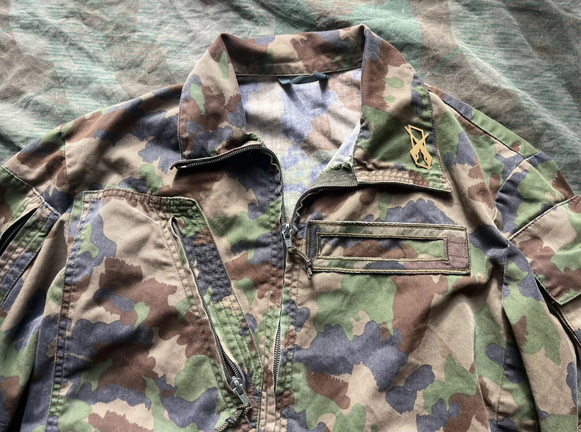 Modern Swiss army field combat uniform complete taz 90 camo jacket pants cap early model